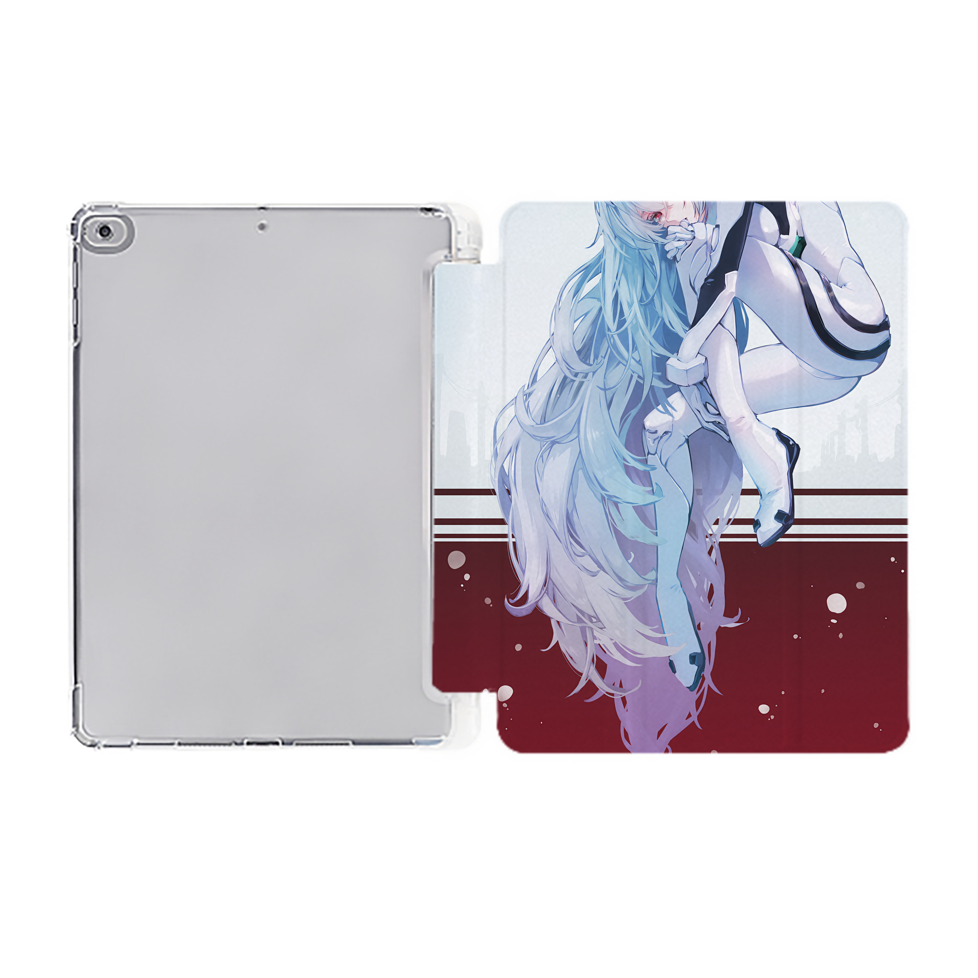（画像用） EVA 新世紀エヴァンゲリオン IPad ケース ペン収納付き 三つ折りスタンド PUレザー×シリコン 対応機種9.5/10.5/10.9インチ
